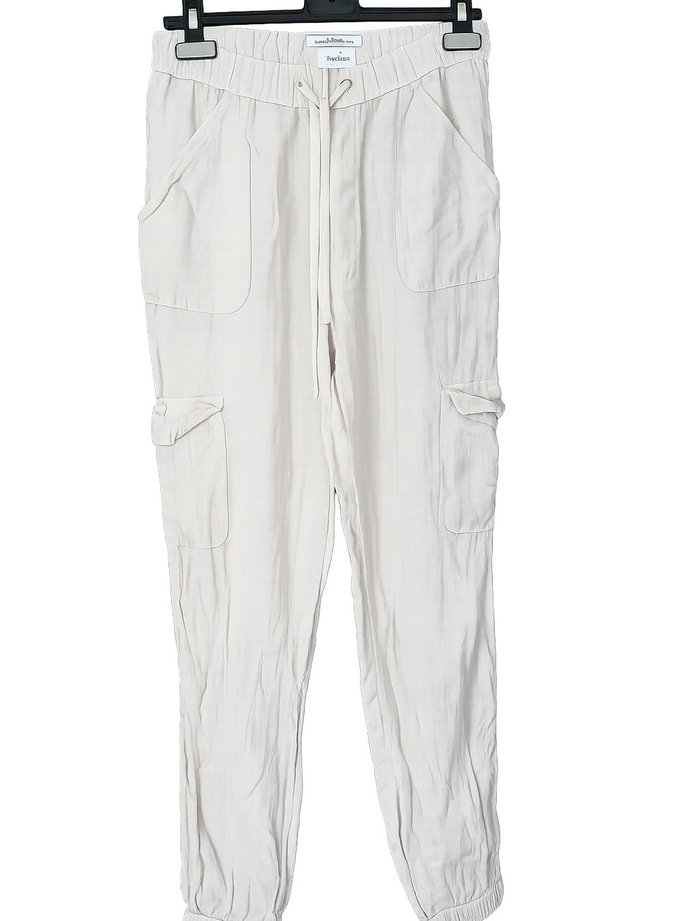 Nicole Miller 100% Linen Cargo Jogger Pants in Natural. Size Medium
